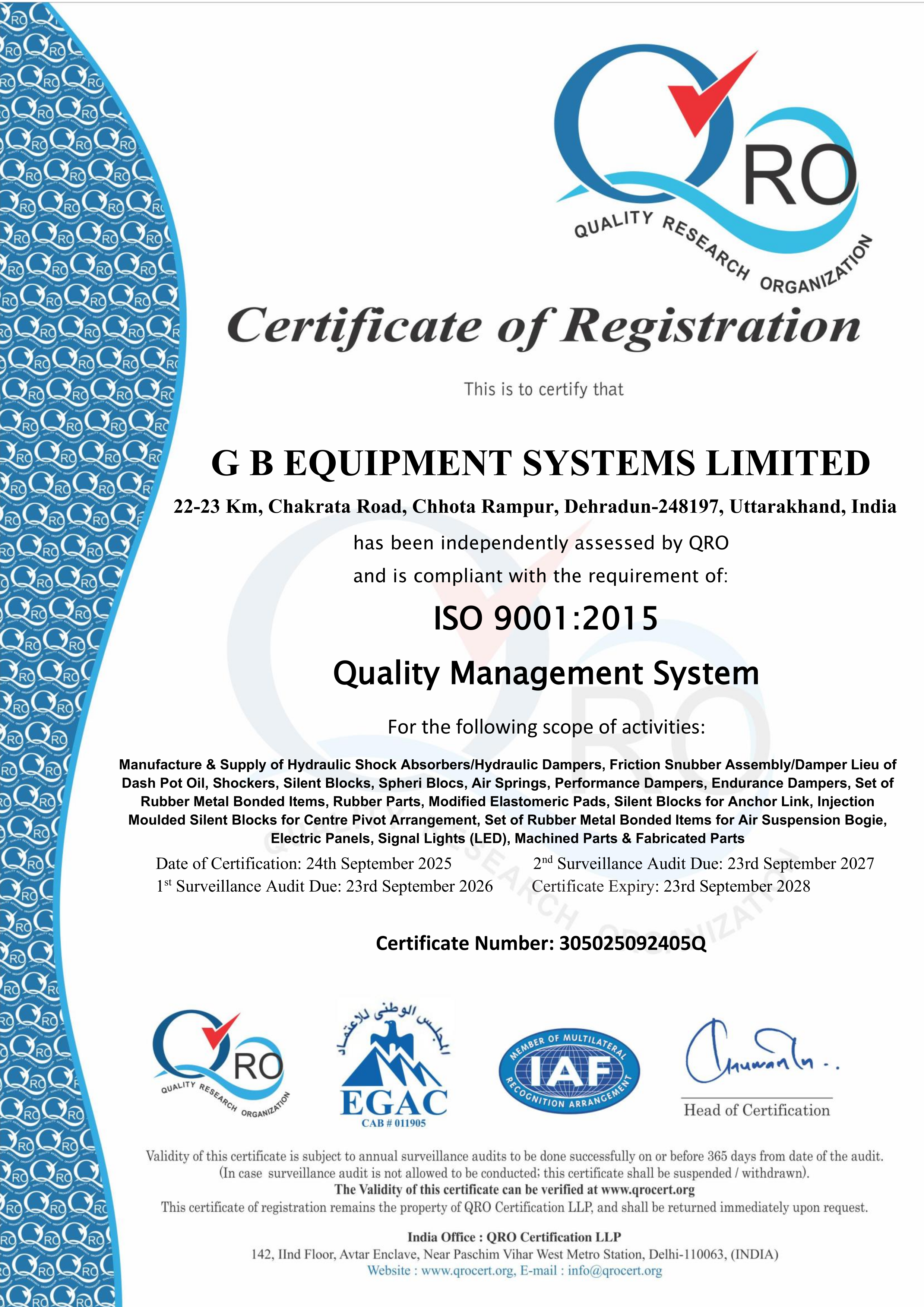 IRIS Certification - Hydraulic Dampers